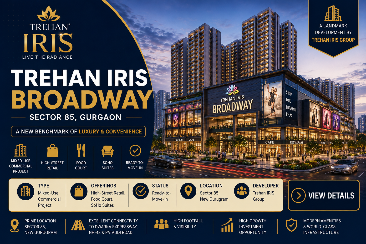 Trehan Iris Broadway Sector 85 Gurgaon - Ready-to-Move Mixed-Use Commercial Project in New Gurugram