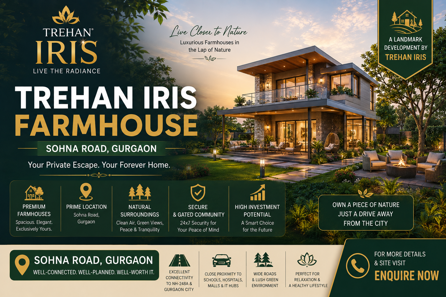 Trehan Iris Farmhouse Sohna Road - Luxury Farmhouse & Resort-Style Living in Gurugram