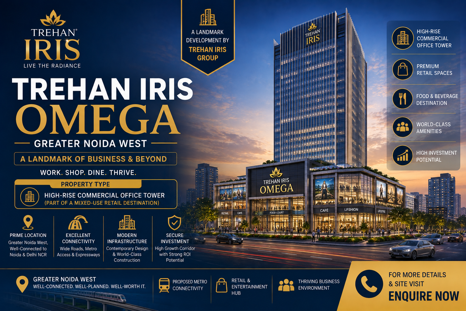 Trehan Iris Omega - 30-Story Premium Corporate Office Tower at Greater Noida West